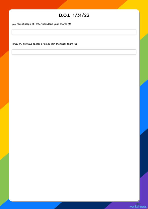 D.O.L. 1/31/23. Interactive worksheet | TopWorksheets