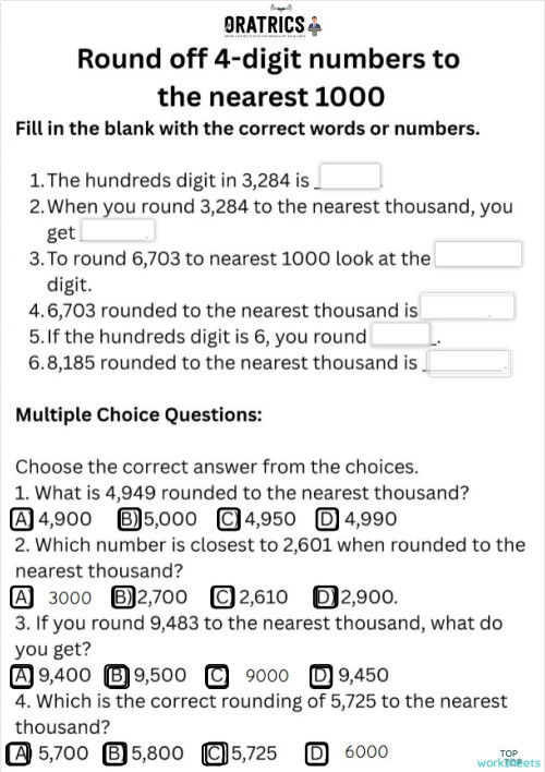 Rounding CCCvi. Interactive worksheet | TopWorksheets