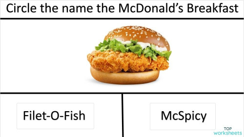 McD Lunch Word. Interactive worksheet | TopWorksheets