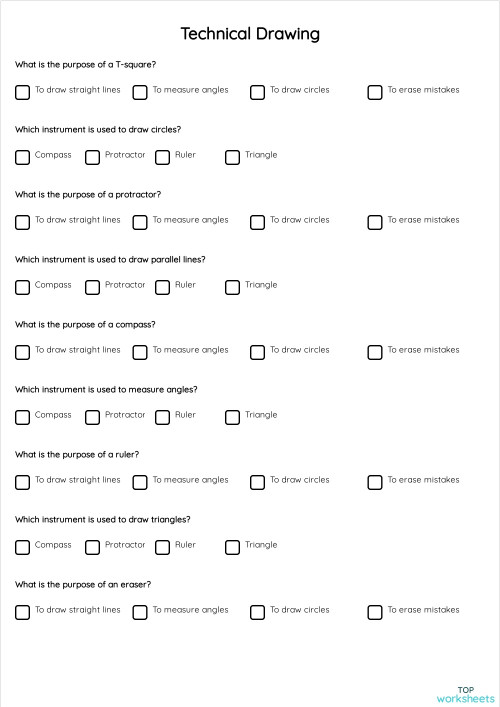 Technical Drawing. Interactive worksheet | TopWorksheets