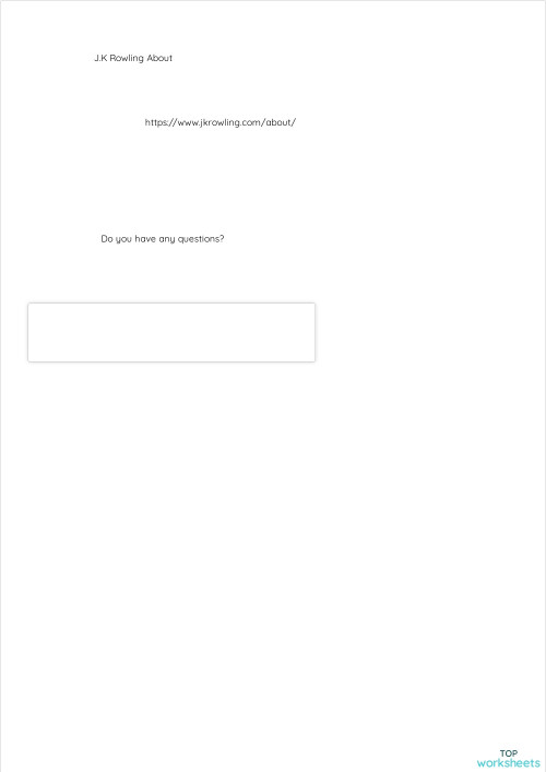 Class 07/08 - Literature J.K. Rowling. Interactive worksheet ...