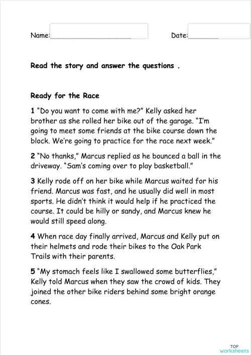 Ready for Race. Interactive worksheet | TopWorksheets