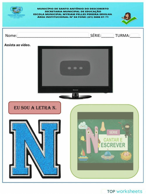 Letra N for LETRAS E FONEMAS. Ficha interativa | TopWorksheets