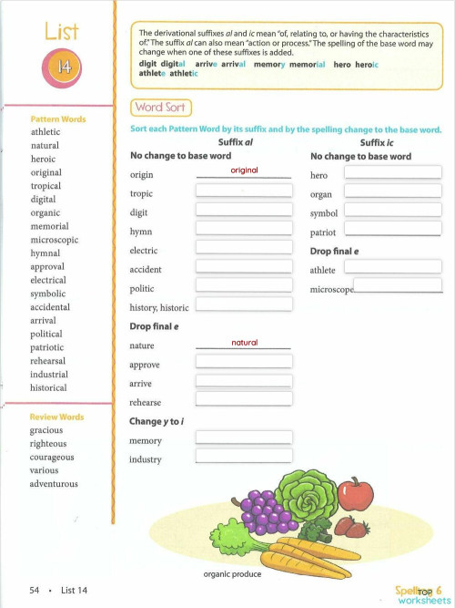 List 15: Pattern Words Pg 58 Interactive worksheet TopWorksheets