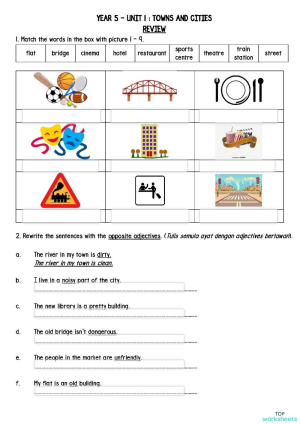 year 5 towns and cities interactive worksheet topworksheets