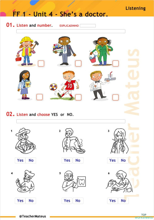 FF 1 - Unit 04 - Test 3 - Listening. Interactive worksheet | TopWorksheets