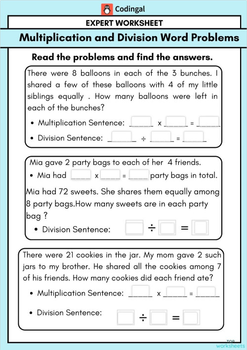 multiplication and division: interactive worksheets and online ...