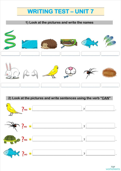 Unit 7 - WRITING. Interactive worksheet | TopWorksheets