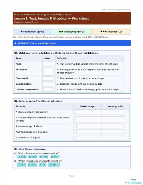 Data analytics. Interactive worksheet | TopWorksheets