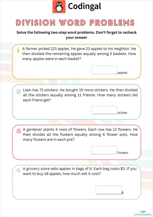 M_G02M11L54_WE01_Division word Problems. Interactive worksheet ...