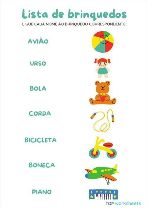 LISTA DE BRINQUEDOS. Ficha interativa | TopWorksheets