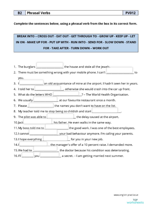 b2 phrasal verbs random interactive worksheet topworksheets