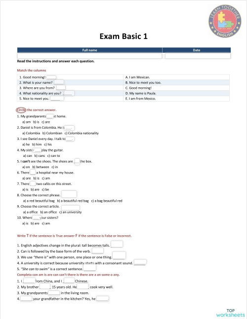 Comparative and Superlative eXAM. Interactive worksheet | TopWorksheets