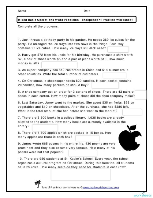 Word problems 1/23/23. Interactive worksheet | TopWorksheets