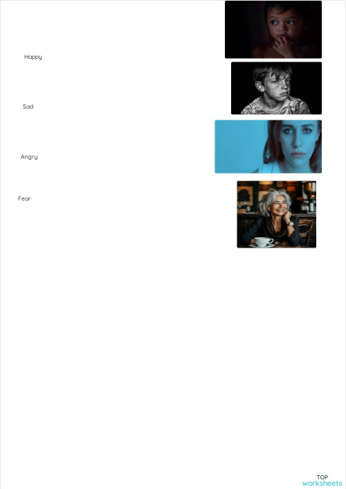Match the images of this felings. Interactive worksheet | TopWorksheets