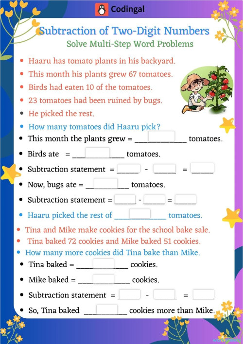 M_G01M07L28_WE03_Word Problems for Subtraction (Extended). Interactive ...