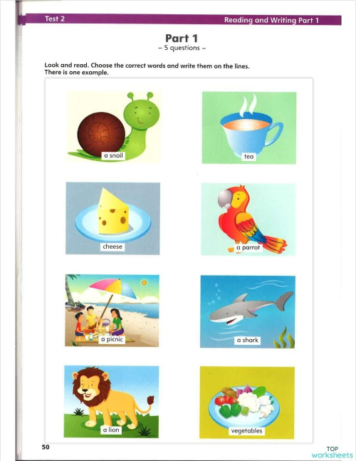 Movers - Mini Trainer - Test 2 - Reading and Writing. Interactive ...