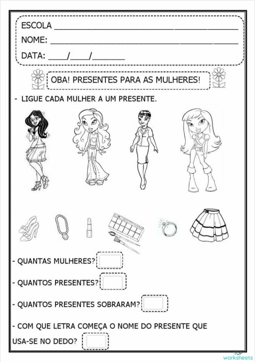 atividade dia internacional da mulher 1 ano. Ficha interativa ...