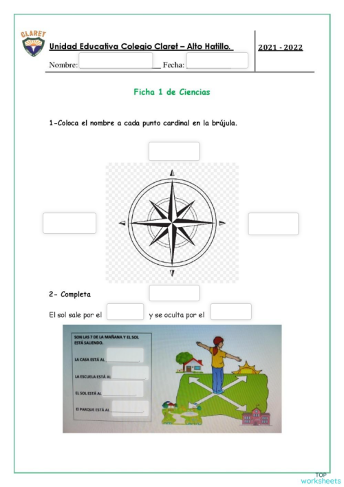 Puntos Cardinales Ficha Interactiva Topworksheets Puntos Cardinales Ficha Interactiva Topworksheets