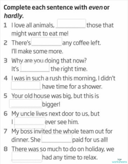 Hradly /even. Interactive worksheet | TopWorksheets