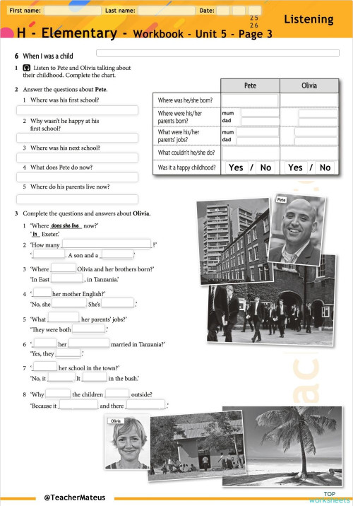 2 - Elementary Workbook - Unit 5 - Page 3 - Listening - TM0404 ...