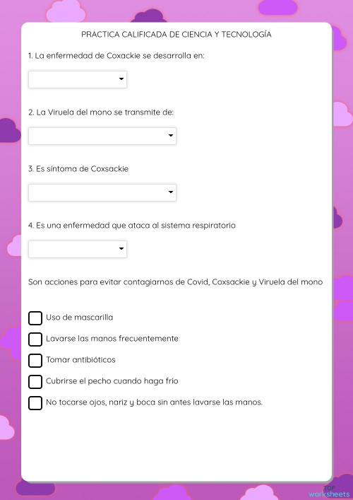 PRACTICA CALIFICADA DE CIENCIA Y TECNOLOGÍA. Ficha interactiva ...