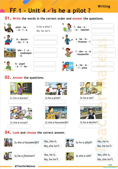 FF 1 - Unit 04 - Test 4 - Writing. Interactive worksheet | TopWorksheets