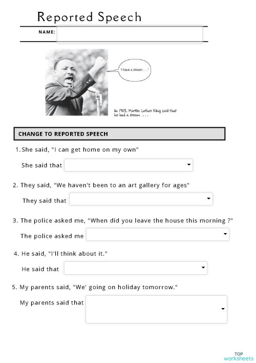 Reported Speech Interactive Worksheet Topworksheets Reported Speech Interactive Worksheet Topworksheets