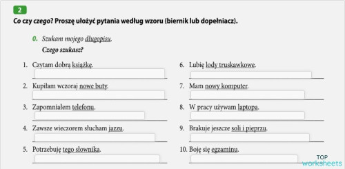 Przyimki - ćwiczenia. Interactive worksheet | TopWorksheets