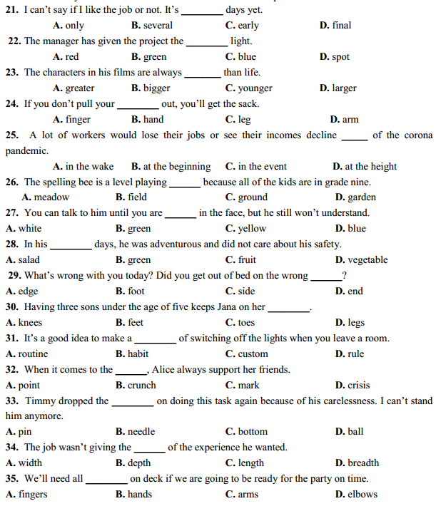 CHUYÊN ĐỀ 12 - IDIOMS. Interactive worksheet | TopWorksheets