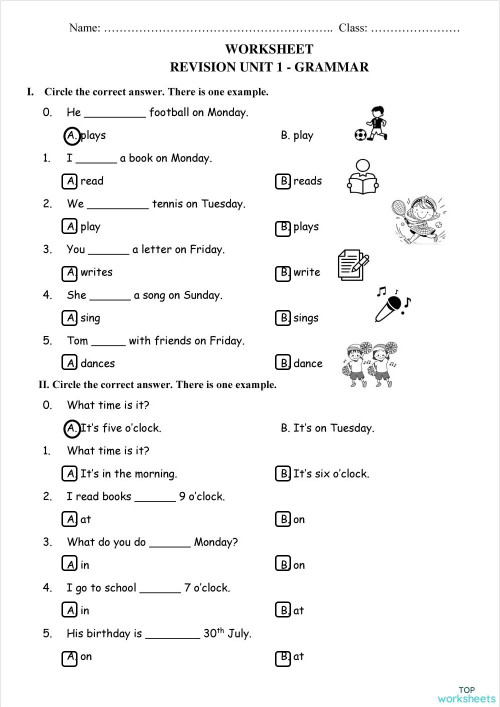 verbs test 1 level 5 / 13. Interactive worksheet TopWorksheets