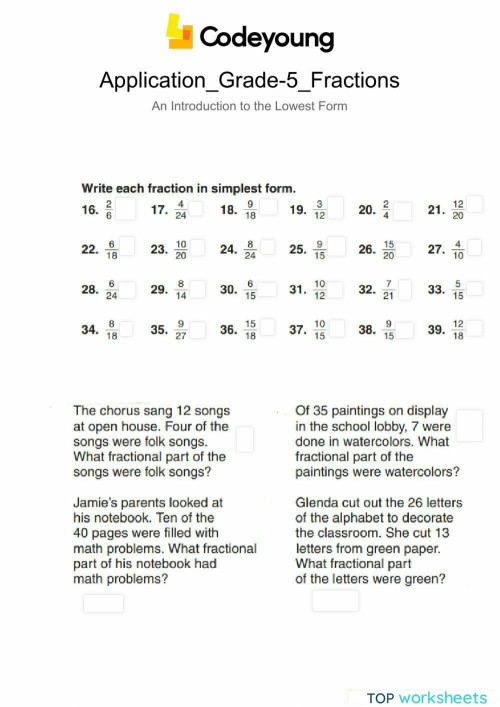 Application-An Introduction to the Lowest Form. Interactive worksheet ...