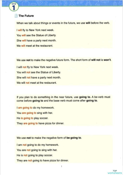 Grammar will; going to. Interactive worksheet | TopWorksheets
