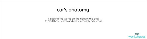 car's anatomy . Interactive worksheet | TopWorksheets