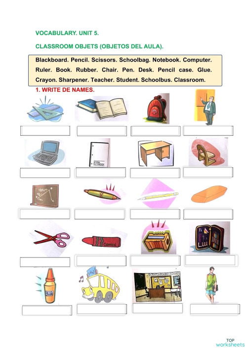 VOCABULARY U5. Ficha interactiva TopWorksheets