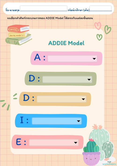 ใบงาน ADDIE และ Flowchart ใบงานเชิงโต้ตอบ | TopWorksheets