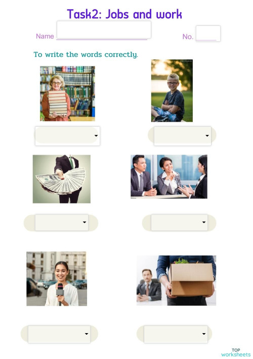 2 ใบงาน Jobs and work. Interactive worksheet | TopWorksheets