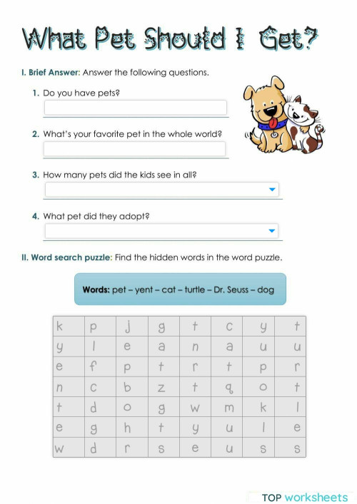 What Pet Should I Get?. Interactive worksheet TopWorksheets