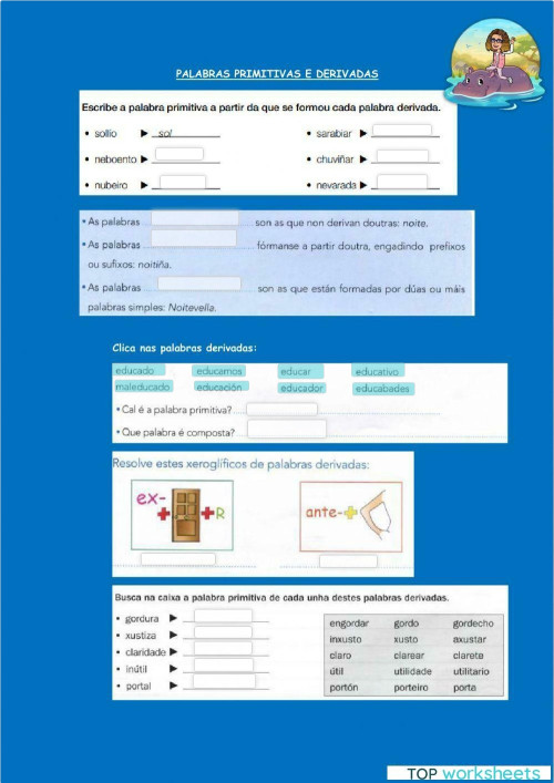 Interactive worksheets and online exercises in galician TopWorksheets