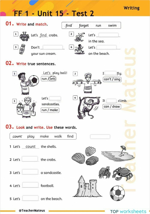 FF 1 - Unit 15 - Test 2 - Writing. Interactive worksheet | TopWorksheets