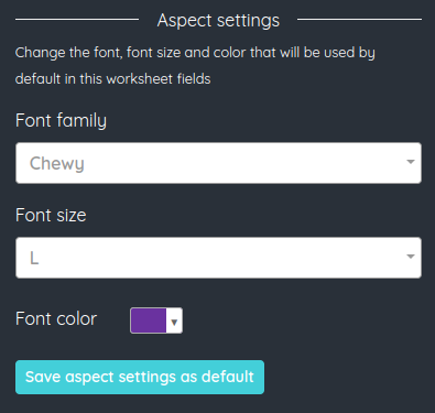 Change default aspect settings