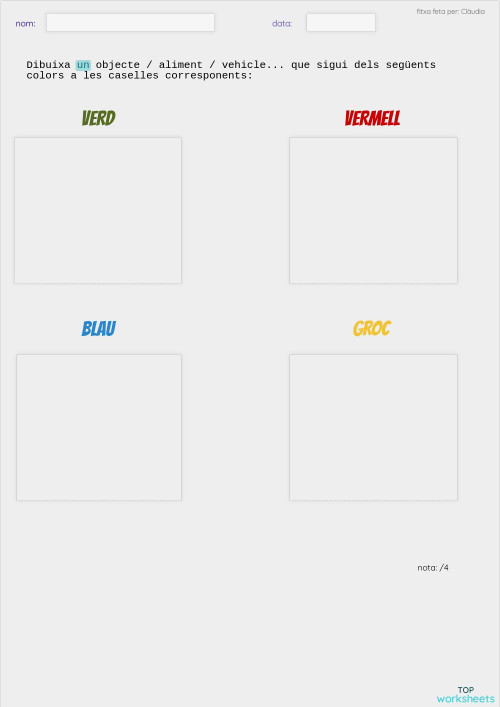 Associar colors amb objectes. Fitxa interactiva | TopWorksheets