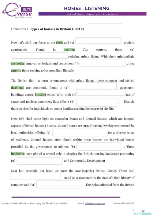 Ground Listening 7 Homework. Interactive worksheet | TopWorksheets