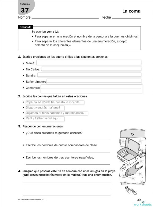 La Coma Y El Punto Interactive Worksheet