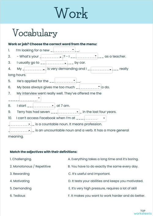 Extra topics: fichas interactivas y ejercicios online | TopWorksheets