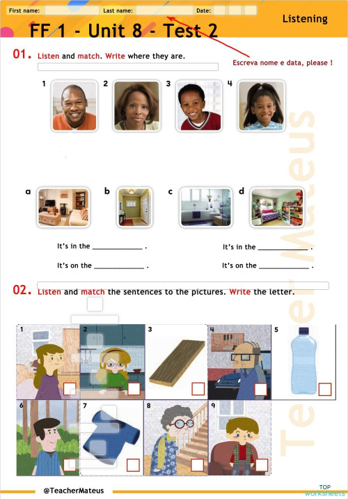 Ff 1 Unit 08 Test 2 Listening Interactive Worksheet Topworksheets