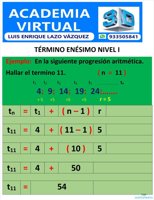 TÉRMINO ENÉSIMO NIVEL I. Ficha interactiva | TopWorksheets
