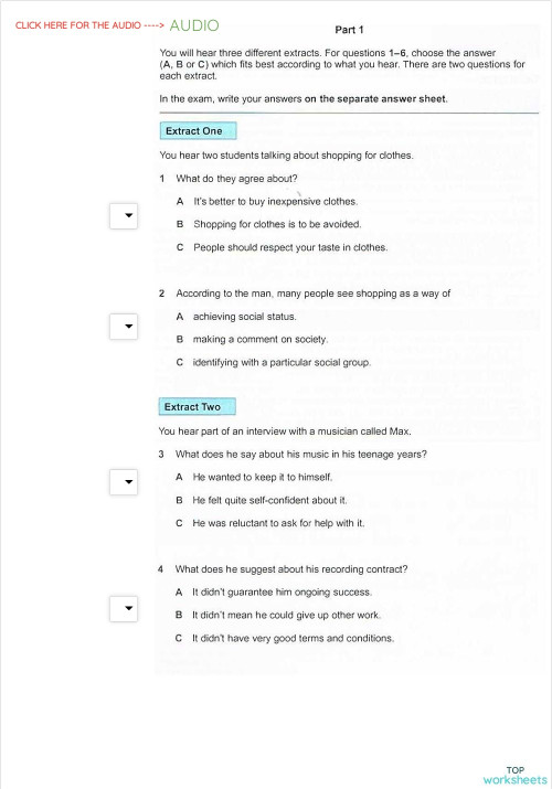 C1 Advanced Listening #2 PT+ 2. Interactive worksheet | TopWorksheets