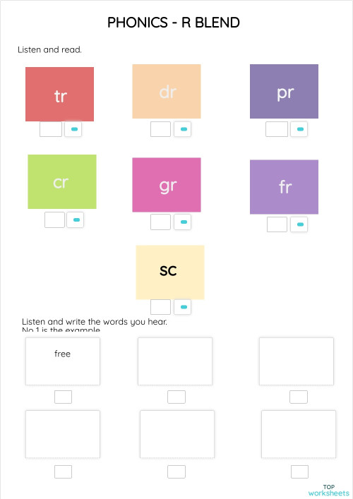 Phonics - R bLend Template. Interactive worksheet | TopWorksheets