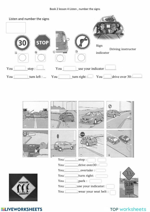 E6B2L4The driving lesson. Interactive worksheet TopWorksheets